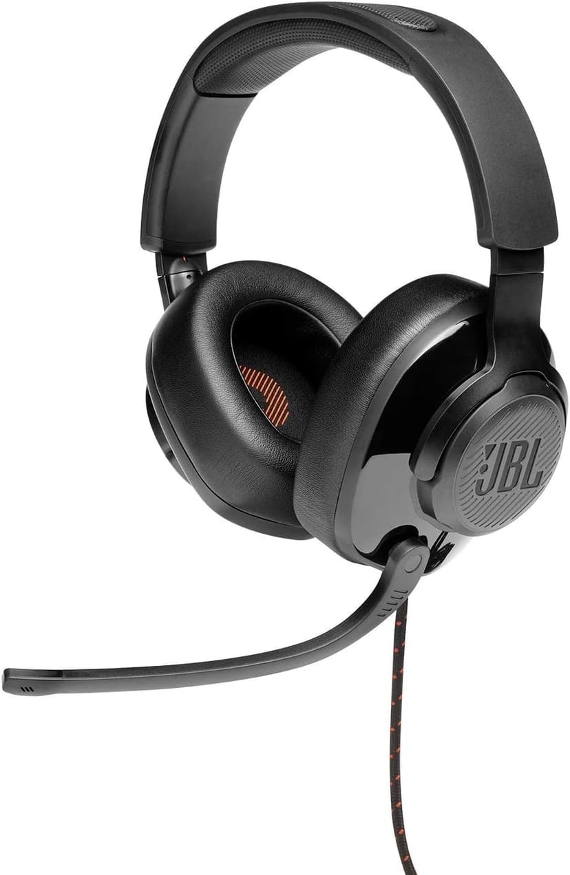 JBL Quantum 200 - Wired over-ear gaming headset with Voice focus directional flip-up mic and memory foam ear cushions (Black)