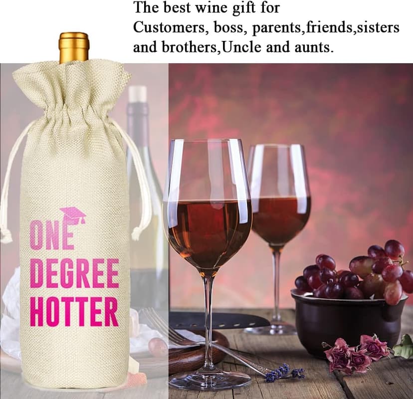 Graduation One Degree Hotter,Funny Cute Wine Bag Gift,College Graduation Gift for Him Her Grad Masters Congrats Cap-Linen Drawstring Wine Bags(5SW113) B0BPC5W9VV