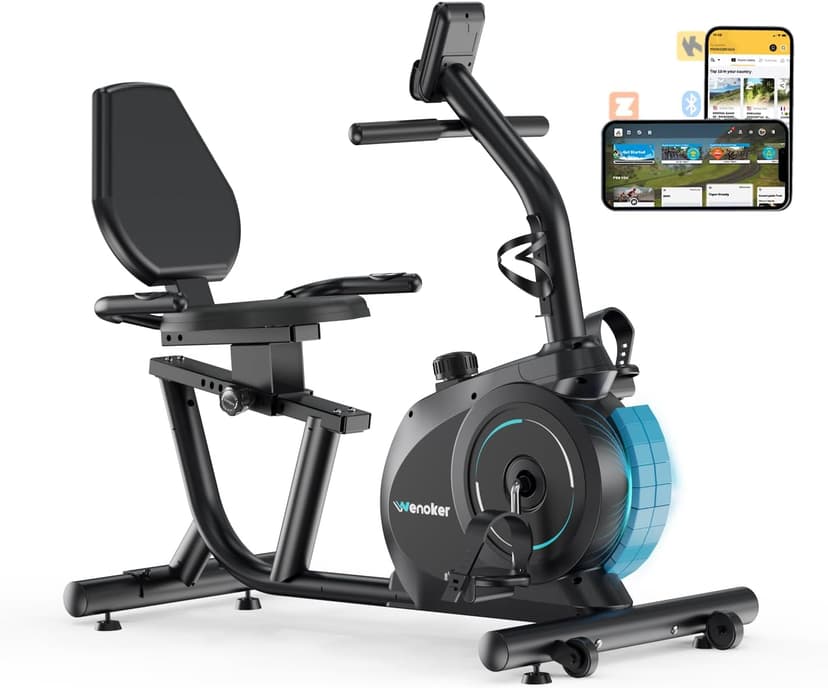 Recumbent Exercise Bike for Home,16-Level Resistance with App Sync, Quiet Recumbent Stationary Bikes withe Adjustable Seat and LCD Display for Adults & Seniors