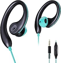 Upgrade Wired Sports Earbuds with Ear Hooks, Running Headphones Secure Fit Wrap Around Ear, Sweatproof In-Ear Earphones with Microphone, 3.5mm Jack for Smartphone Laptop Tablet MP3 Workout Jogging Gym