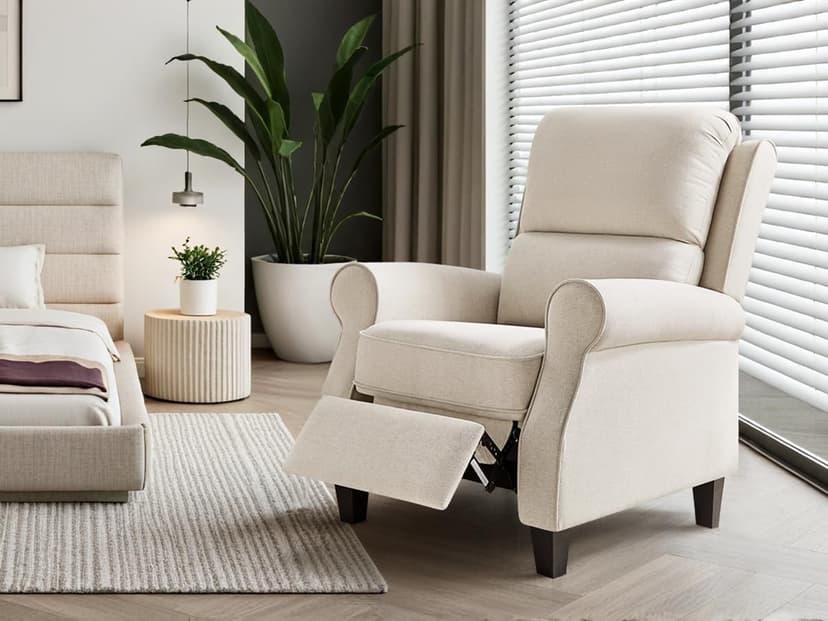 Oversized Recliner Chair for Living Room, Modern Reclining Sofa Home Theater Seating with Upholstered Push Back, Mid-Century Reclining Armchair with Lumbar Support, Bedroom, Reading Nook, Office
