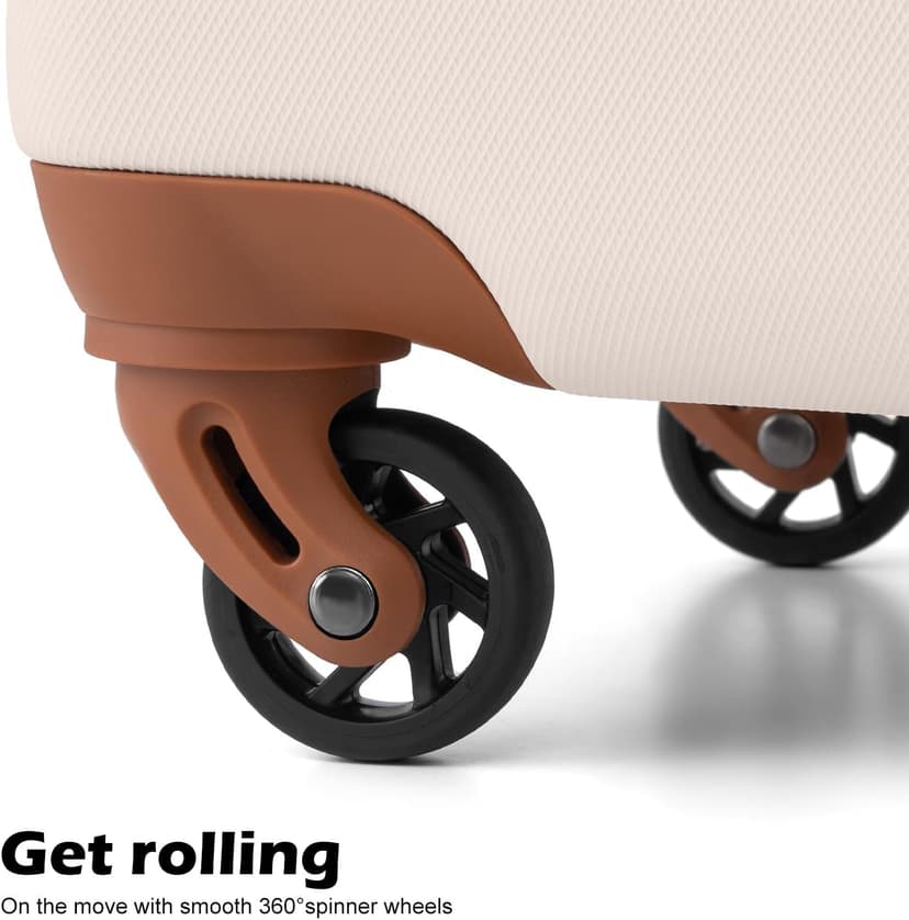 Coolife Luggage 3 Piece Set Suitcase Spinner Hardshell Lightweight TSA Lock (apricot white,20/24/28)