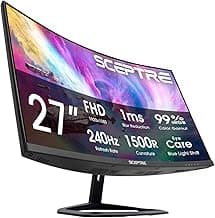 Sceptre 27-Inch Curved Gaming Monitor, FHD 1080p, 240Hz, 1500R, DisplayPort & HDMI x2, Built-in Speakers, Machine Black (C275B-FWT240 Series, 2026)