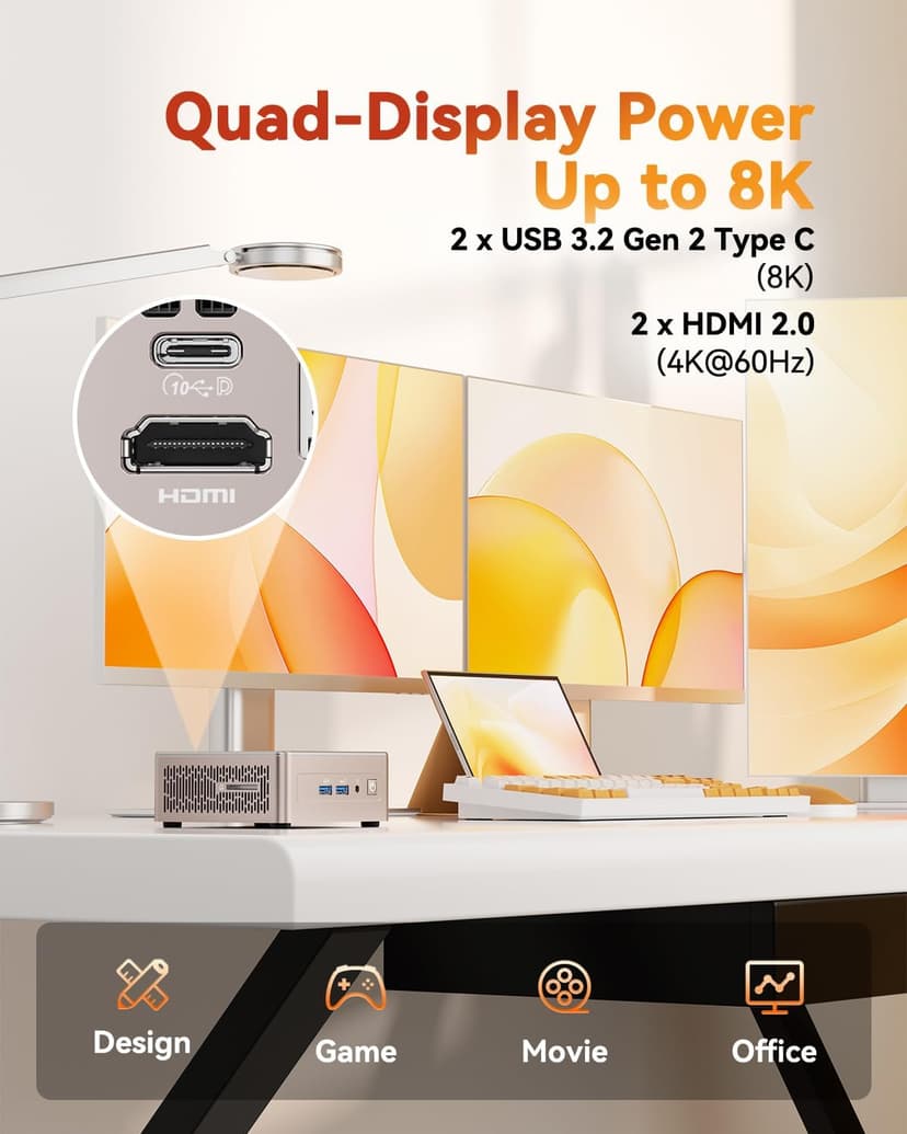 GEEKOM A5 Mini PC with AMD Ryzen 5 7430U, 3-Year Coverage, 16GB RAM(Upgradable, Not LPDDR)&512GB M.2 NVMe SSD, Windows 11 Pro Desktop Computer Support 8K/Wi-Fi 6/BT 5.2/USB 3.2/SD Slot/6x USB