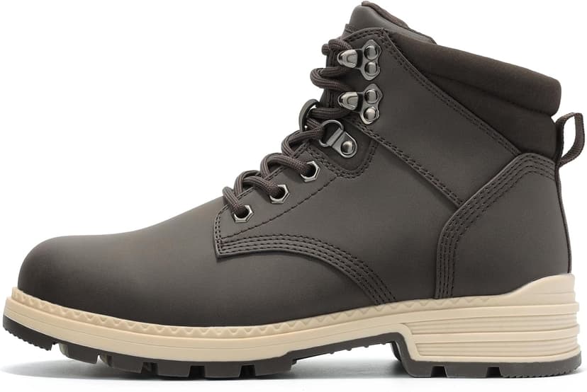 ANJOUFEMME Womens Comfy Outdoor Hiking Boots-Low heels Combat Ankle Boots for Women Non Slip Lace up Winter Shoes for Backpacking Trekking Walking