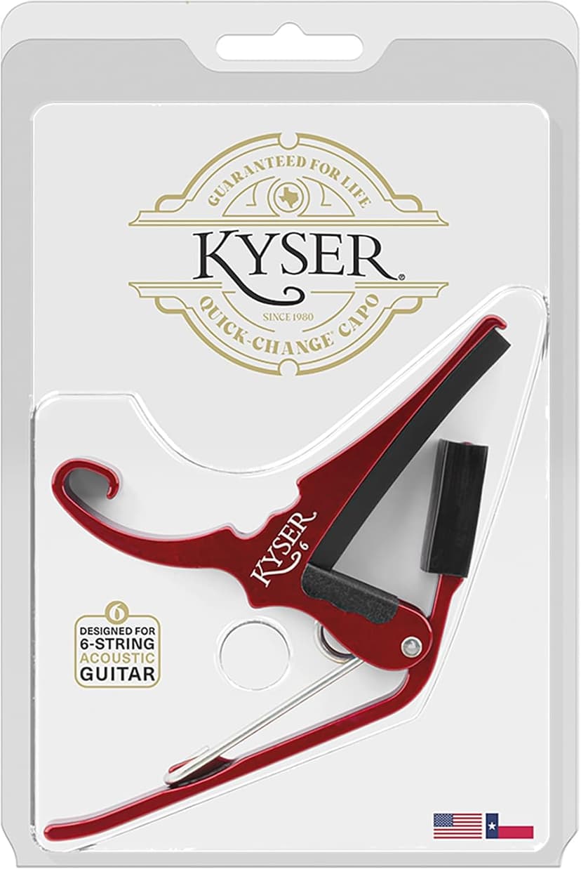 Kyser Quick-Change Guitar Capo for 6-string acoustic guitars, Ruby Red, KG6RA