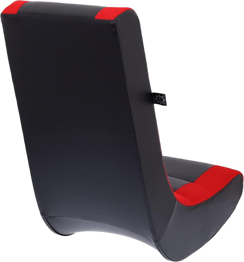 The Crew Furniture Classic Video Rocker Floor Gaming Chair, for Kids and Teens, PU Faux Leather & Polyester Mesh, Black/Red