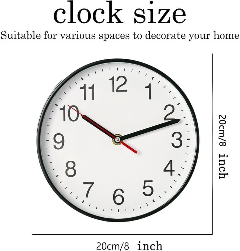Spinaround Wall Clock, Modern Wall Clocks Battery, Silent Non-Ticking Analog Classic for Office, Home, Bathroom, Kitchen, Bedroom, School (Black,