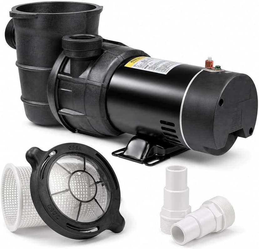 XtremepowerUS 1.5HP Above Ground Swimming Pool Pump 2-Speed Pump Spa 1.5" inch High Flow Dual Speed Self Filter Basket w/ Pool Hose Adapter