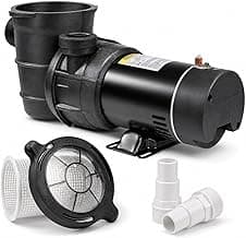 XtremepowerUS 1.5HP Above Ground Swimming Pool Pump 2-Speed Pump Spa 1.5" inch High Flow Dual Speed Self Filter Basket w/ Pool Hose Adapter