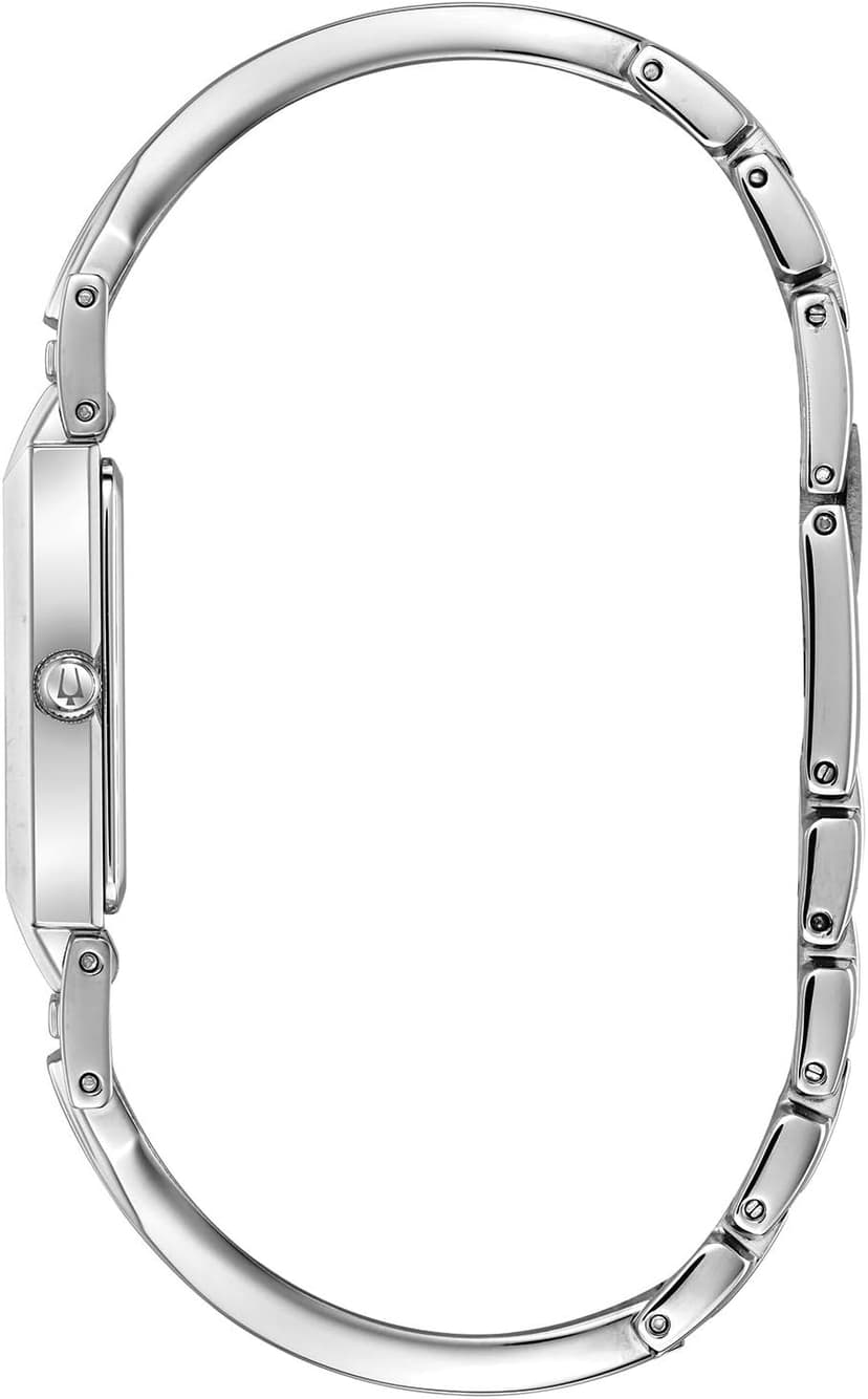 Bulova Ladies' Classic Diamond Dial Quartz Stainless Steel Watch, Rectangle, Mother-of-Pearl