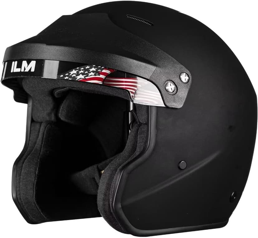 ILM Snell SA2025 Open Face Auto Racing Helmets for Men and Women Model R85(L, MatteBlack)