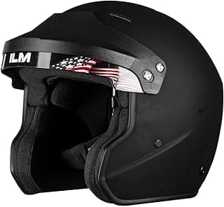 ILM Snell SA2025 Open Face Auto Racing Helmets for Men and Women Model R85(L, MatteBlack)
