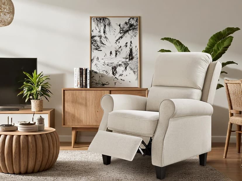 Oversized Recliner Chair for Living Room, Modern Reclining Sofa Home Theater Seating with Upholstered Push Back, Mid-Century Reclining Armchair with Lumbar Support, Bedroom, Reading Nook, Office