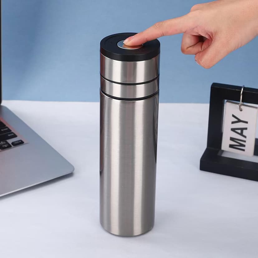Stainless Steel Insulated Water Bottle Coffee Cup Travel Mug Vacuum Thermal Bottle for Hot Drinks Tea Flask Travel Tumbler 17Oz/500Ml (Silver)
