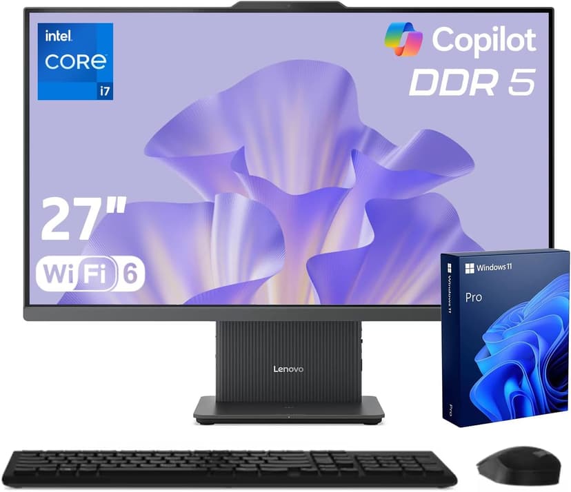 Lenovo IdeaCentre Business Computer All-in-One PC, 27" FHD 100Hz Display, Intel Core i7-13620H, 32GB DDR5, 1TB SSD, Wi-Fi 6, Windows 11 Pro with AI & Microsoft Copilot, Wireless KB & M, Grey