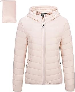 Outdoor Ventures Women's Packable Lightweight Full-Zip Puffer Jacket with Hood Quilted Winter Coat