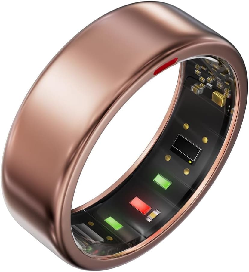 POBOVi Ring OnePlus - Ultra-Thin Titanium Smart Ring - 7 Days Battery Life - Fitness/SPO₂/Stress/HR/Sleep Skin Temperature Tracker - No App Fee - iOS&Android Compatible (Rosegold,7)