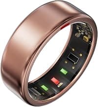POBOVi Ring OnePlus - Ultra-Thin Titanium Smart Ring - 7 Days Battery Life - Fitness/SPO₂/Stress/HR/Sleep Skin Temperature Tracker - No App Fee - iOS&Android Compatible (Rosegold,7)