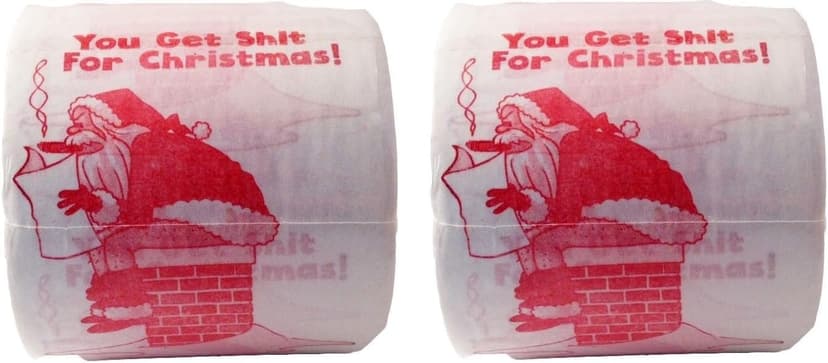 Dirty-Santa-Christmas-Toilet-Paper-Roll You Get Shit for Christmas Secret Santa Stocking Stuffer, Adult Funny White Elephant Gag Gift Shart Wipes