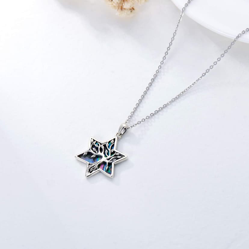 ONEFINITY Tree of Life Necklace 925 Sterling Silver Abalone Shell Celtic Knot Pendant Necklace for Women Jewelry B08ZYHKWJR