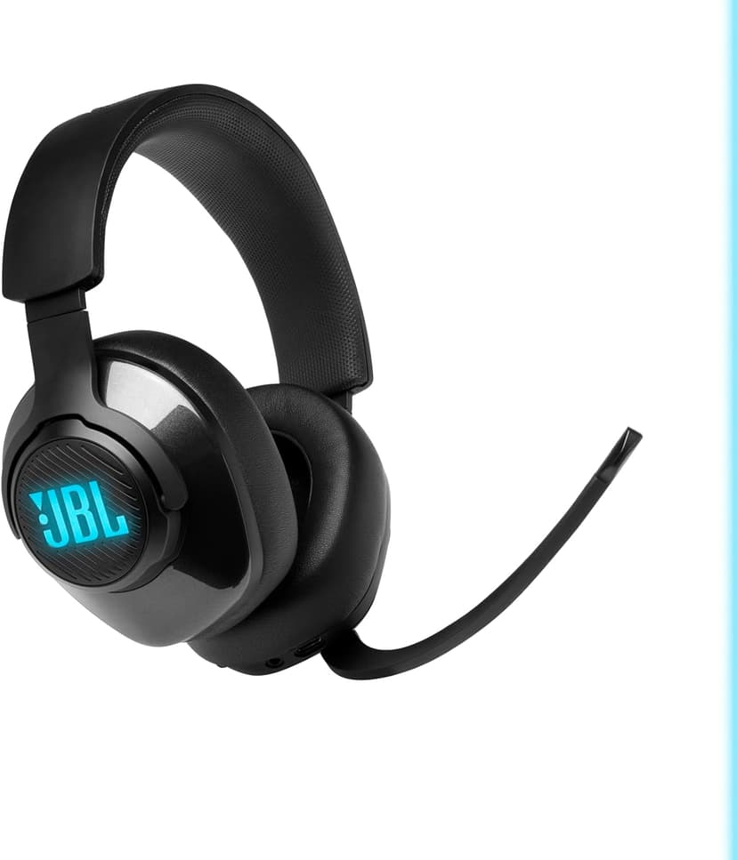 JBL Quantum 400 - USB over-ear gaming headset with game-chat balance dial, JBL QuantumSURROUND and DTS, Voice focus directional flip-up mic and memory foam ear cushions (Black)