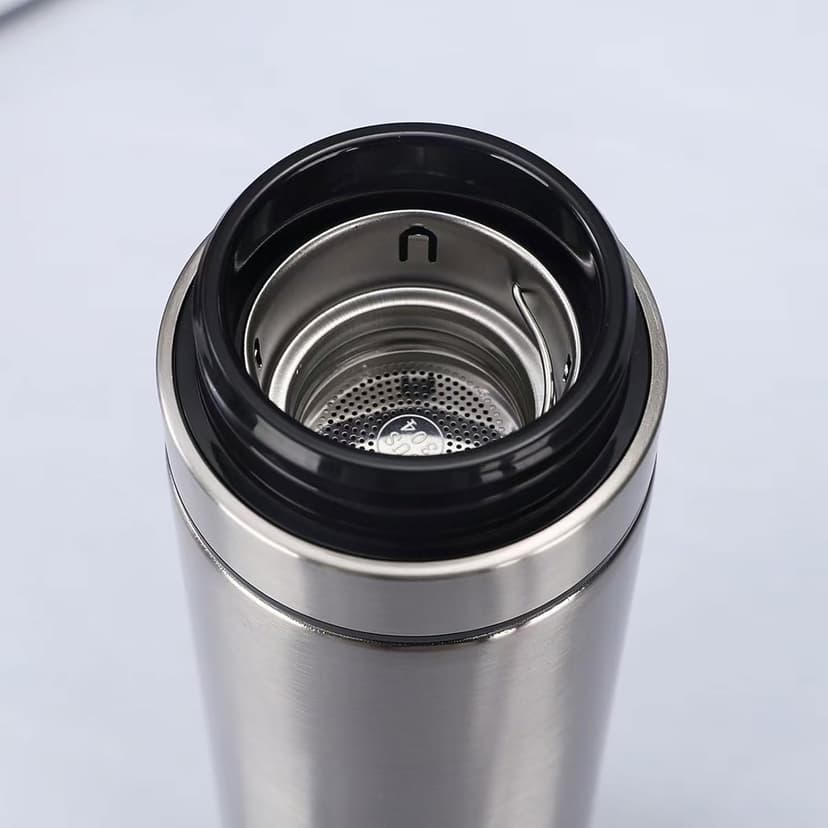 Stainless Steel Insulated Water Bottle Coffee Cup Travel Mug Vacuum Thermal Bottle for Hot Drinks Tea Flask Travel Tumbler 17Oz/500Ml (Silver)