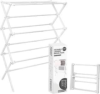 ZOES HOMEWARE 2026 Enhanced Clothes Drying Rack | Foldable Drying Rack Clothing for Laundry | Small Collapsible Portable Dryers for Laundry | Use for Indoor & Outdoor | White 37.5"x29"x12"