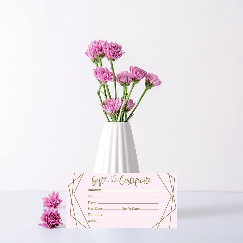 ceiba tree Pink Blank Gift Certificates for Business 30 Pcs Gold Foil Certificate Cards with Envelopes for Salon Restaurants Spa Birthday B0B492G8QQ