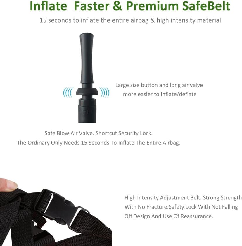 Inflatable Snorkel Vest Adult Snorkeling Jackets Free Diving Swimming Safety Load Up to 220 Ibs