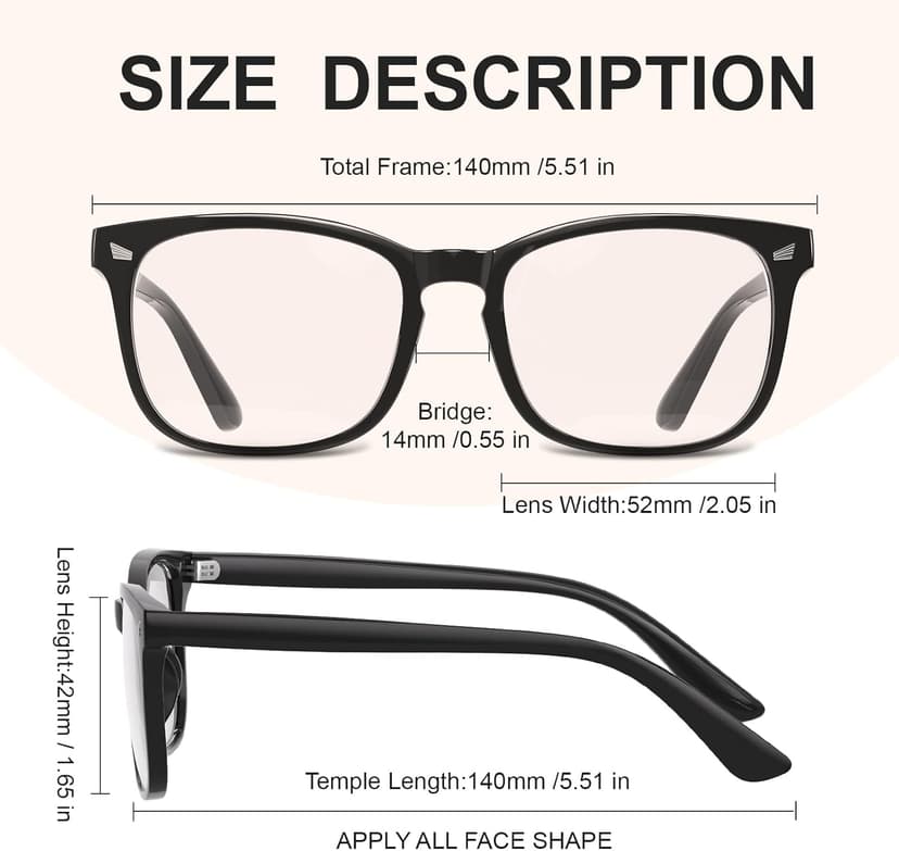 hunsquer Blue Light Glasses for Woman/Men Computer Blue Light Glasses