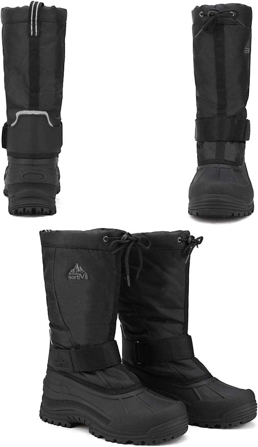 NORTIV 8 Men's Waterproof Winter Snow Boots Insulated Fur Liner Lightweight Outdoor Tall Boots