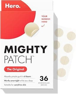 #1 Hydrocolloid Acne Patches, Shrinking Zits & Whiteheads in 1 Use, Spot Treatment, Pimple Stickers for Face Mighty Patch Hero Cosmetics Original Nighttime Acne Pimple Patches, 36 Ct B074PVTPBW