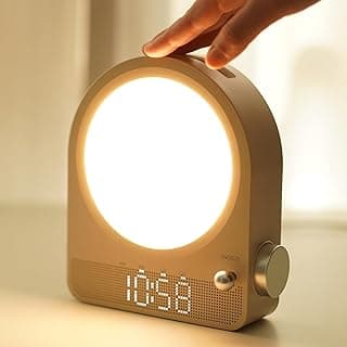 Vivilumens Sound Machine Alarm Clock, Gentle Sunrise Wake Up Light Alarm Clock for Heavy Sleepers Adults, Dimmable Night Light & RGB Meteors Lights Mode, 10 Natural Sounds, Great Gifts for Her