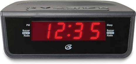 GPX C224B Dual Alarm Clock AM/FM Radio with Red LED Display (Black)
