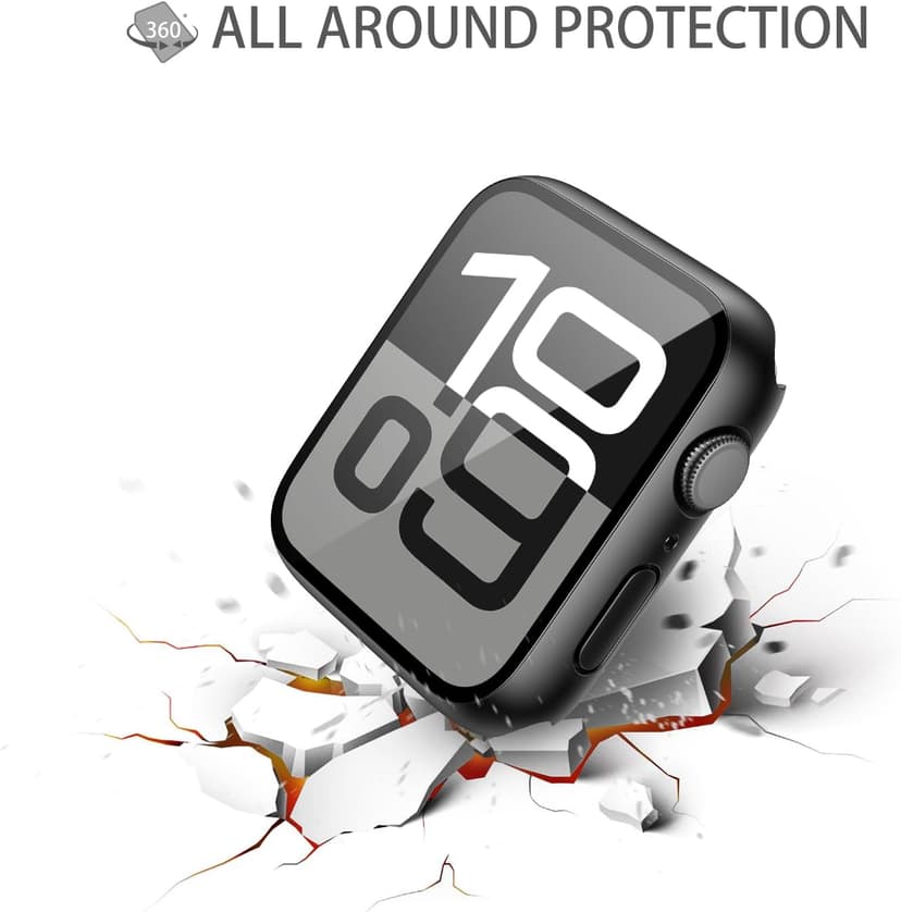 Misxi 2 Pack Tempered Glass Case Compatible for Apple Watch Series 11 (2025) Series 10 42mm, Hard PC Screen Protector Overall Protection Ultra-Thin Lightweight Scratch-Resistant Cover for iWatch, Black