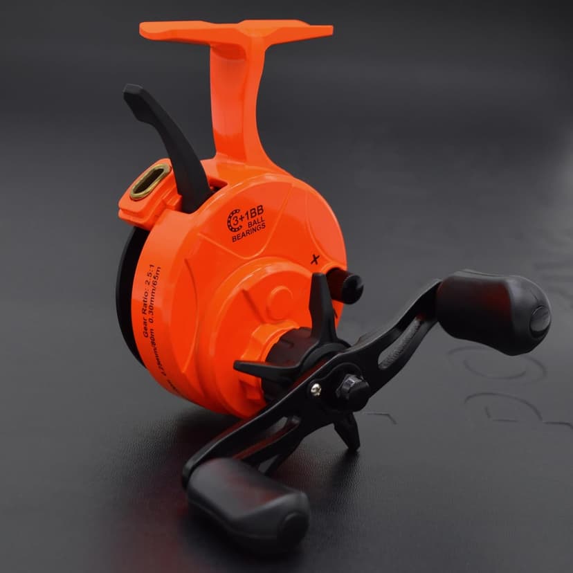 Inline Ice Fishing Reel, Lightweight Graphite Body and Spool, Instant Anti-Reverse, 2.5:1 Gear Ratio, Sensitive Trigger System for One-Handed Operation, Hardwater Fishing for Beginners