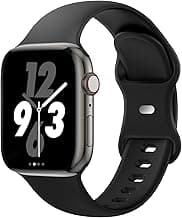 Sport Band Compatible with Apple Watch 38mm 40mm 41mm 42mm 44mm 45mm 46mm 49mm, Replacement Soft Silicone Strap Wristbands for iWatch Series 10/9/8/7/6/5/4/3/2/1 Ultra SE Women Men, Black