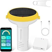 Smart Pool Monitor with Gateway, Profession Salt Water Pool Testing kit for Swimming Pool, 7 in 1 Chlorine Salinity ORP Monitor for Aquarium Sodium Chloride Swimming Pools Hot Tub Spas