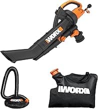 WORX Trivac 3-in-1 Electric Leaf Blower for Lawn Care, Leaf Mulcher/Leaf Vacuum with Bag, 350 CFM & 210 MPH, Leaf Shredder with Metal Impeller, Reusable Bag Included, Corded, WG505.2