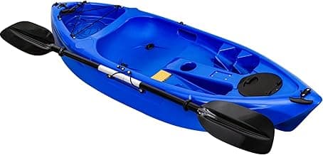 Fishing Kayaks, 12.4FT, 2-3 Person Sit on Top Kayak for Adults with Paddle & Comfortable Seat, Capacity of 600LBS, Hard Shell Recreational Ocean Kayak Boat
