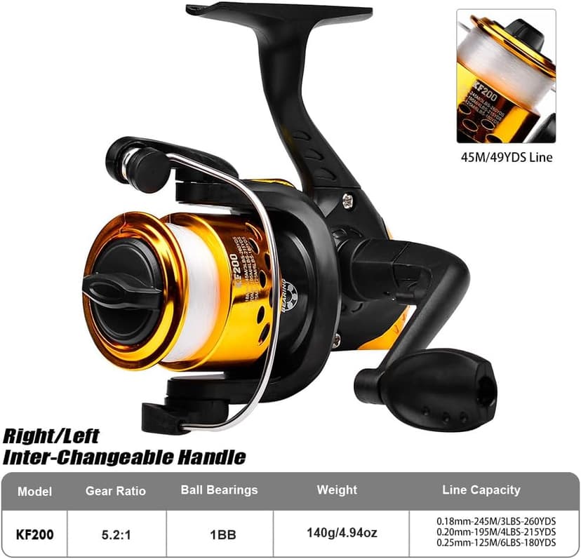 Spinning Fishing Reel, CNC Aluminum Spool, 1 BB Light Weight, 5.2:1 Gear Ratio