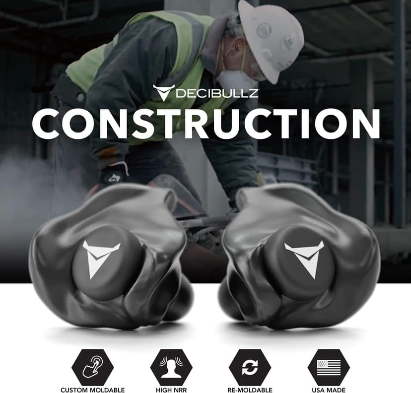 Decibullz - Custom Molded Earplugs, 31dB Highest NRR, Comfortable Hearing Protection for Shooting, Travel, Work and Concerts