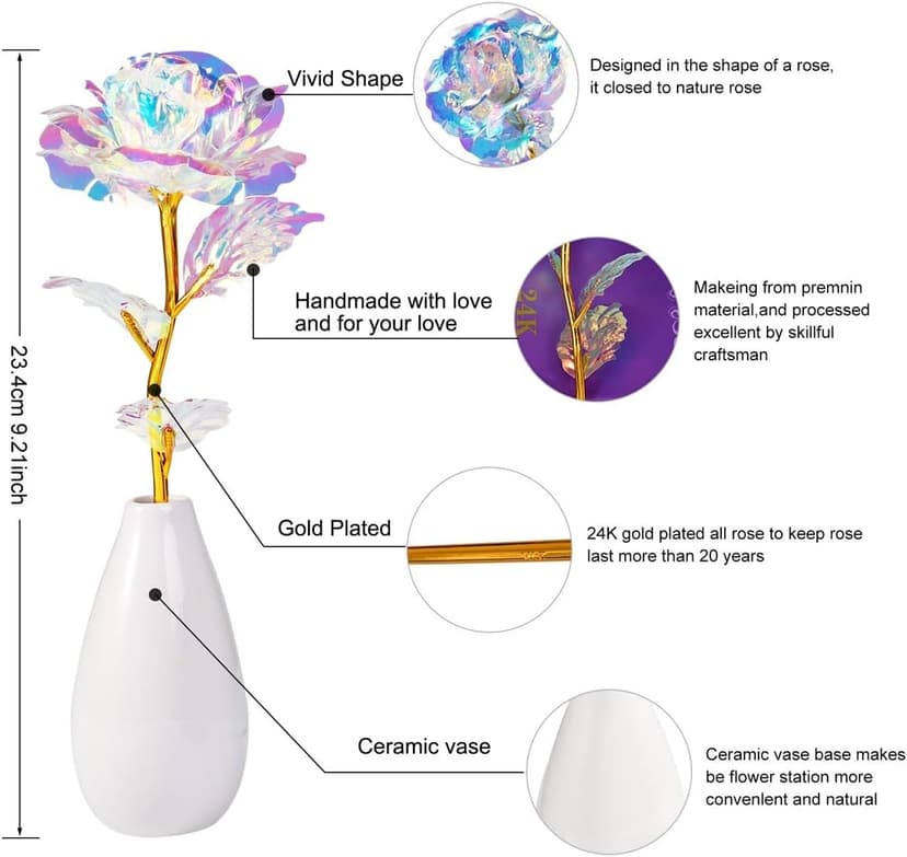 Tmacker Christmas Mom Gifts for Grandma Women-Artificial Rose Fake Flowers with Ceramic Vase, Birthday Gifts for Mom Wife Girlfriend Sister on Valentines Mothers Day Anniversary Thanksgiving Wedding