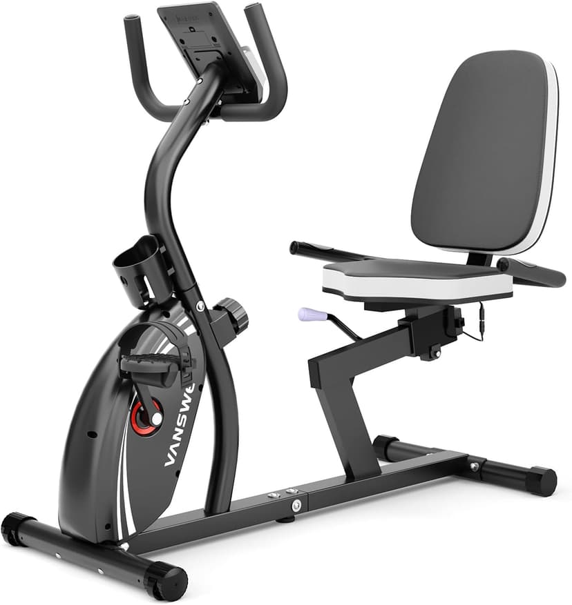 VANSWE Recumbent Exercise Bike for Adults Seniors - Recumbent Bikes for Home with Magnetic Resistance, Bluetooth and App Connectivity, Pulse Sensor