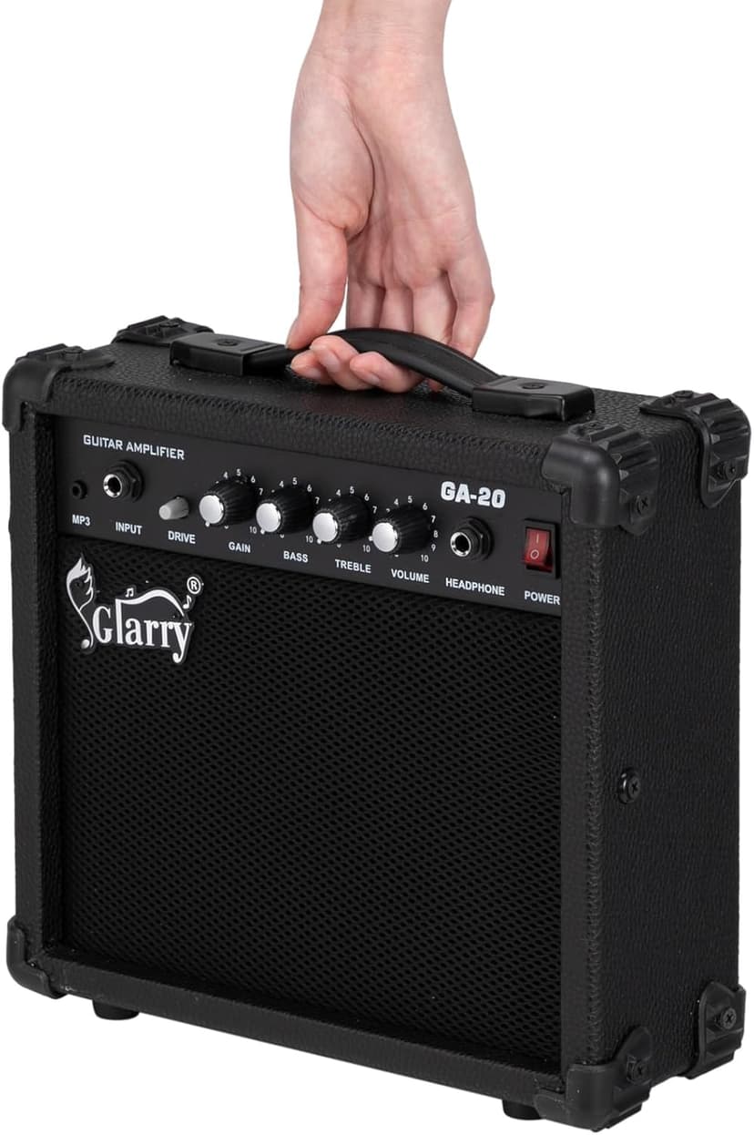 GLARRY Electric Guitar Amp, Portable Guitar Tube Amp with Headphone MP3 Input, 20W Practice Guitar Combo Amplifier Speaker Accessories with Bass, Volume, Treble, and Middle Controls