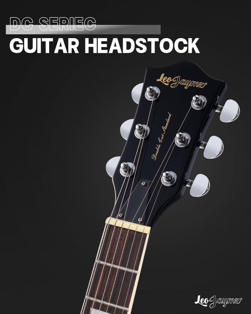 Leo Jaymz 39 Inch Solid Body Electric Guitar - Poplar Wood Body，Maple Neck and Laurel Wood Fretboard (Black)