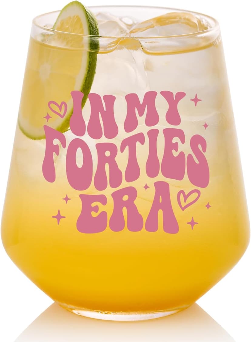 40th Birthday Gifts For Her - In My 40s Era Wine Glass, Best 40th Birthday Gifts For Women, 40 Years Old Gifts For Sister, Son, Daughter, Mom, Best Friend, Birthday Glass For Decorations, 18oz