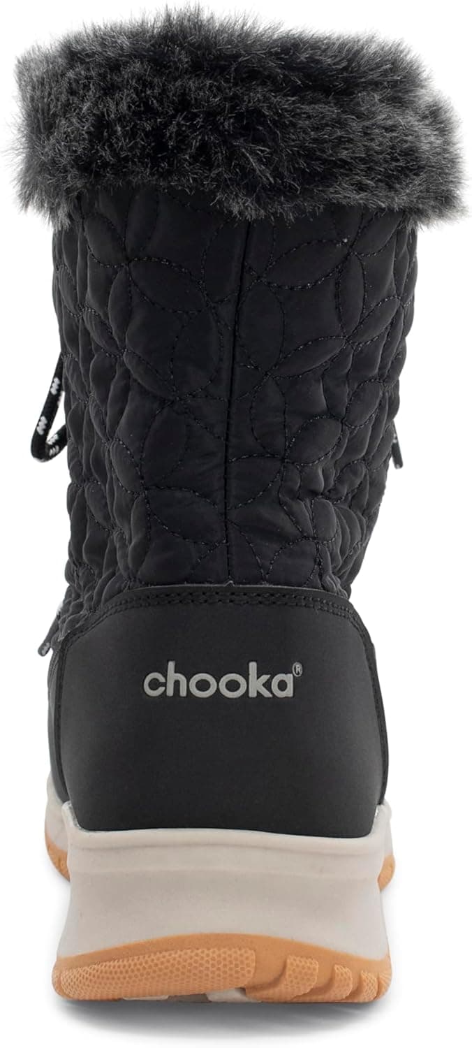 Chooka Womens Belltown Mid Faux Fur Cold Weather Boot - Water-Repellent Winter Snow Boot with Memory Foam Insole & Warm Plush Lining