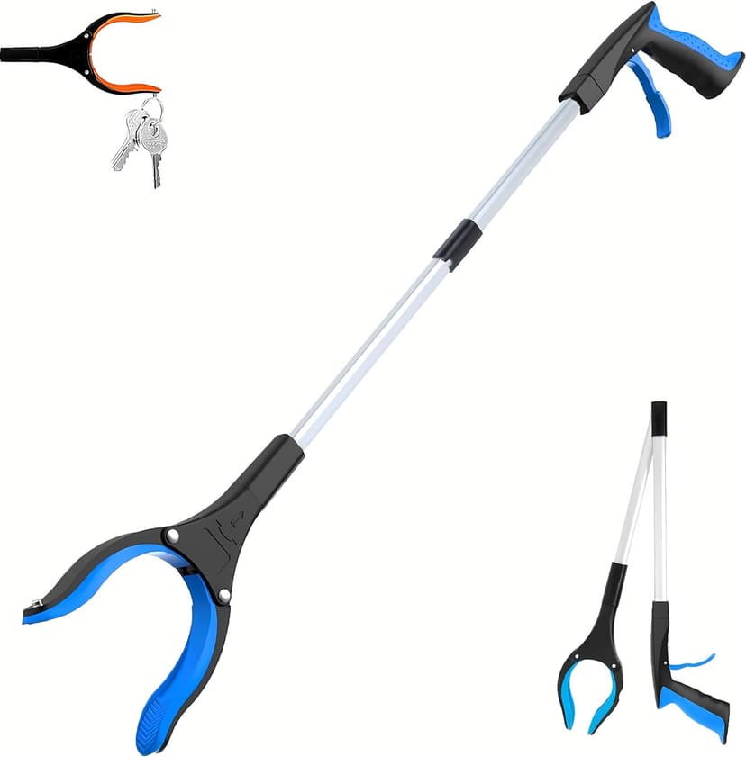 Grabber Reacher Tool - 32” Extra Long Foldable Gripper and Reaching Tool - Heavy Duty Pick Up Stick Grabbers for Seniors, Trash, Surgery Recovery Must Haves Gifts (Blue)